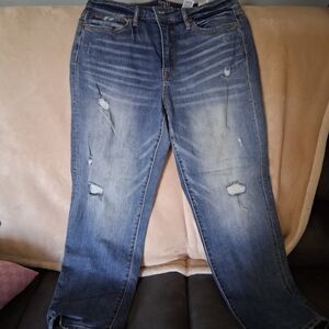 Time and Tru Distressed Medium Blue Straight Leg Jeans